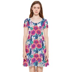 Tropical Flowers Turtles Cbdoilprincess 9a8efa63-1b6b-4226-a85c-858859e581d8 Inside Out Cap Sleeve Dress