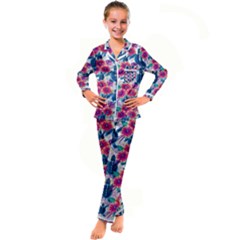 Tropical Flowers Turtles Cbdoilprincess 9a8efa63-1b6b-4226-a85c-858859e581d8 Kid s Satin Long Sleeve Pajamas Set