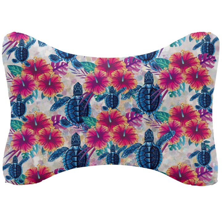 Tropical Flowers Turtles CBDOilPrincess 9a8efa63-1b6b-4226-a85c-858859e581d8 Seat Head Rest Cushion