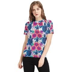 Tropical Flowers Turtles Cbdoilprincess 9a8efa63-1b6b-4226-a85c-858859e581d8 Women s Short Sleeve Rash Guard