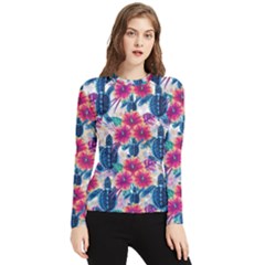 Tropical Flowers Turtles Cbdoilprincess 9a8efa63-1b6b-4226-a85c-858859e581d8 Women s Long Sleeve Rash Guard