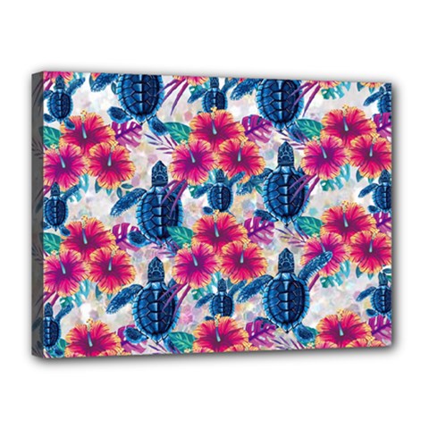 Tropical Flowers Turtles Cbdoilprincess 9a8efa63-1b6b-4226-a85c-858859e581d8 Canvas 16  X 12  (stretched) by CBDOilPrincess1