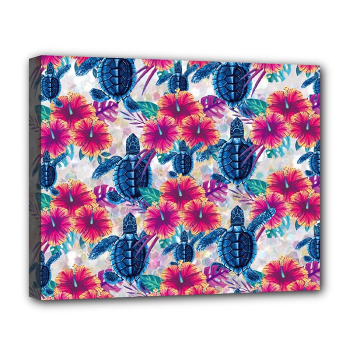 Tropical Flowers Turtles CBDOilPrincess 9a8efa63-1b6b-4226-a85c-858859e581d8 Deluxe Canvas 20  x 16  (Stretched)