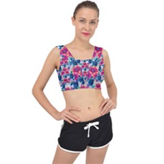 Tropical Flowers Turtles Cbdoilprincess 9a8efa63-1b6b-4226-a85c-858859e581d8 V-back Sports Bra by CBDOilPrincess1