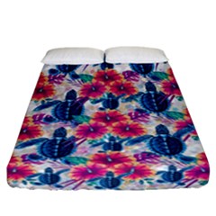 Tropical Flowers Turtles Cbdoilprincess 9a8efa63-1b6b-4226-a85c-858859e581d8 Fitted Sheet (california King Size) by CBDOilPrincess1