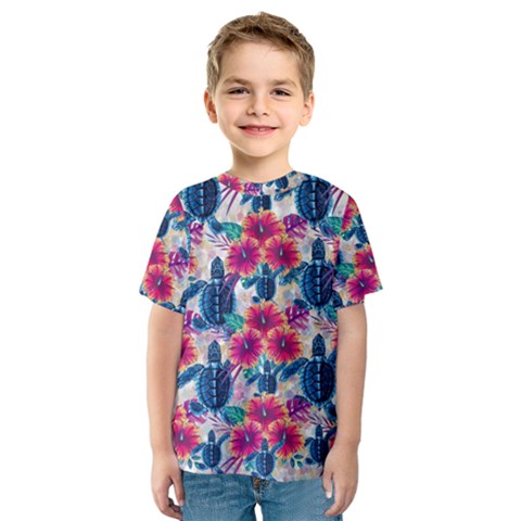 Tropical Flowers Turtles Cbdoilprincess 9a8efa63-1b6b-4226-a85c-858859e581d8 Kids  Sport Mesh Tee by CBDOilPrincess1