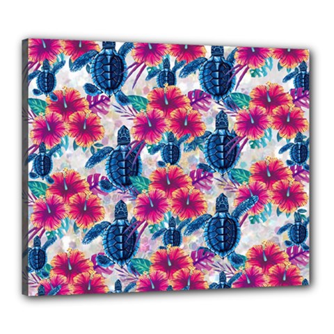 Tropical Flowers Turtles Cbdoilprincess 9a8efa63-1b6b-4226-a85c-858859e581d8 Canvas 24  X 20  (stretched)