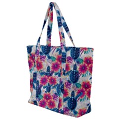 Tropical Flowers Turtles Cbdoilprincess 9a8efa63-1b6b-4226-a85c-858859e581d8 Zip Up Canvas Bag by CBDOilPrincess1