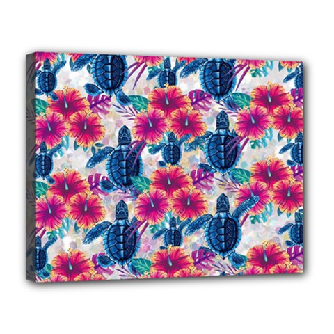 Tropical Flowers Turtles Cbdoilprincess 9a8efa63-1b6b-4226-a85c-858859e581d8 Canvas 14  X 11  (stretched) by CBDOilPrincess1