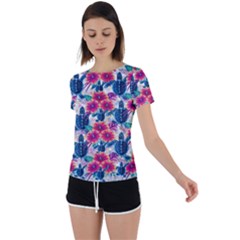 Tropical Flowers Turtles Cbdoilprincess 9a8efa63-1b6b-4226-a85c-858859e581d8 Back Circle Cutout Sports Tee