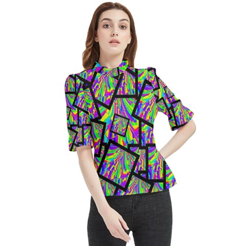 Vibrant Colors Cbdoilprincess 47064993-d0bc-4cda-b403-dc84c3d564a3 Frill Neck Blouse by CBDOilPrincess1