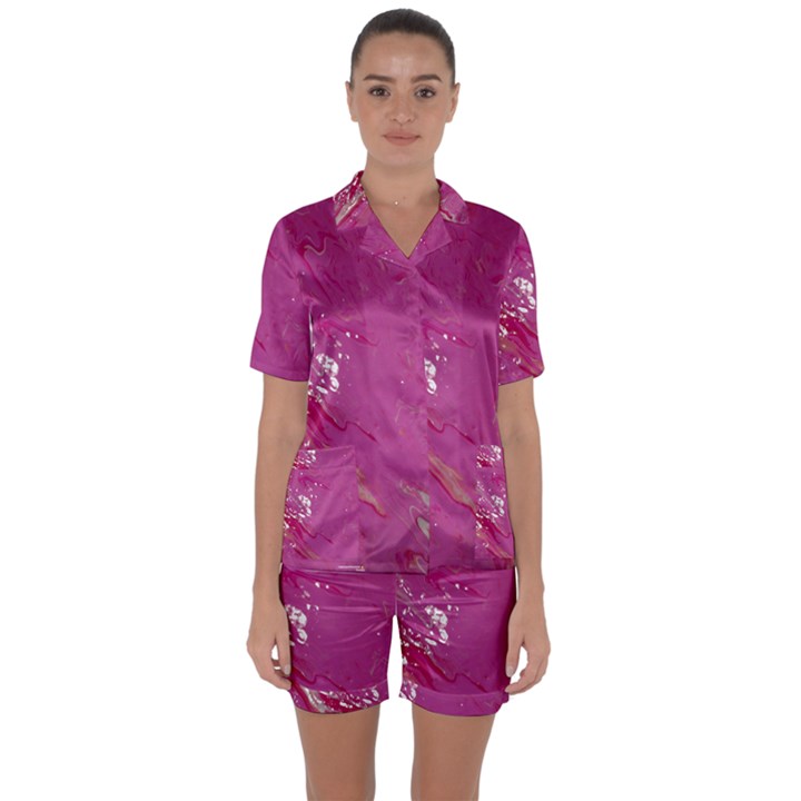 My Pour Cup Painting 1 CBDOilPrincess B85ce3ba-6b55-4b89-b882-d6eeb79129ac Satin Short Sleeve Pajamas Set