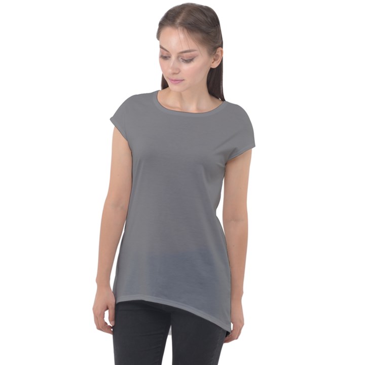 Battleship Grey Cap Sleeve High Low Top