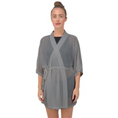 Battleship Grey Half Sleeve Chiffon Kimono by FabChoice