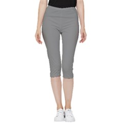 Battleship Grey Inside Out Lightweight Velour Capri Leggings 