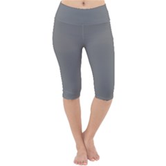 Battleship Grey Lightweight Velour Cropped Yoga Leggings by FabChoice