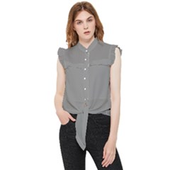 Battleship Grey Frill Detail Shirt by FabChoice