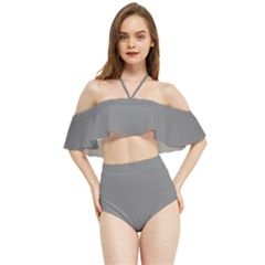 Battleship Grey Halter Flowy Bikini Set  by FabChoice