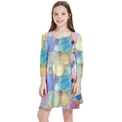 Tiles Cbdoilprincess Eb49aa06-f1b9-412e-836d-30c28dd8f7d9 Kids  Quarter Sleeve Skater Dress