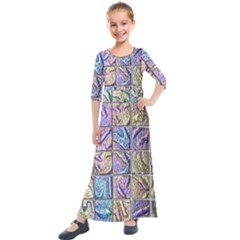 Tiles Cbdoilprincess 9bce4aa2-e68c-4f2b-9a83-c8e38fcd4516 Kids  Quarter Sleeve Maxi Dress by CBDOilPrincess1