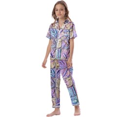 Tiles Cbdoilprincess 9bce4aa2-e68c-4f2b-9a83-c8e38fcd4516 Kids  Satin Short Sleeve Pajamas Set