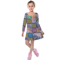 Tiles Cbdoilprincess 4c3ec21c-5cb9-4df3-975d-d1bfcef57dda Kids  Long Sleeve Velvet Dress