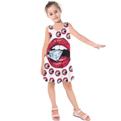 Lips Diamonds Cbdoilprincess  Df7357df-b45a-476d-b5b0-d19665f6de3f Kids  Sleeveless Dress by CBDOilPrincess1