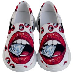 Lips Diamonds Cbdoilprincess  Df7357df-b45a-476d-b5b0-d19665f6de3f Kids Lightweight Slip Ons by CBDOilPrincess1