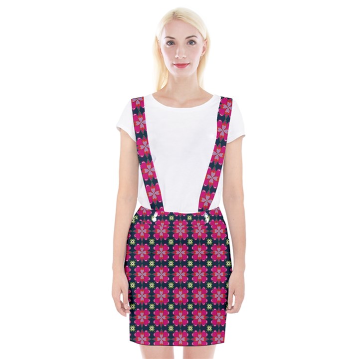 Pattern Of Hearts Braces Suspender Skirt