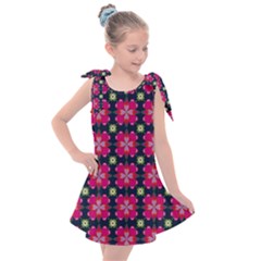 Pattern Of Hearts Kids  Tie Up Tunic Dress