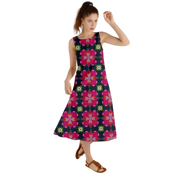 Pattern Of Hearts Summer Maxi Dress