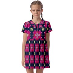 Pattern Of Hearts Kids  Asymmetric Collar Dress by SychEva