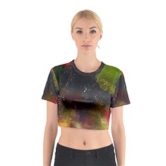 Abstract Paint Drops Cotton Crop Top by goljakoff