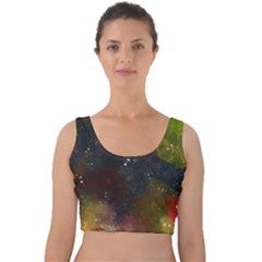 Abstract Paint Drops Velvet Crop Top by goljakoff