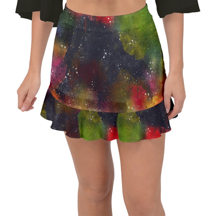 Abstract paint drops Fishtail Mini Chiffon Skirt