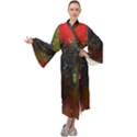 Abstract paint drops Maxi Velour Kimono View1