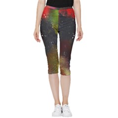 Abstract Paint Drops Inside Out Lightweight Velour Capri Leggings  by goljakoff