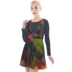 Abstract Paint Drops Plunge Pinafore Velour Dress by goljakoff