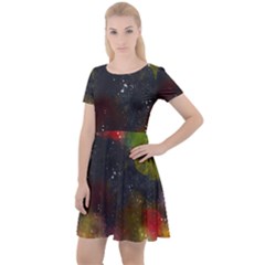 Abstract Paint Drops Cap Sleeve Velour Dress  by goljakoff