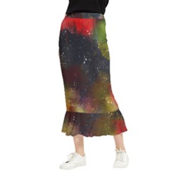 Abstract Paint Drops Maxi Fishtail Chiffon Skirt by goljakoff