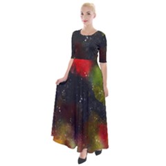 Abstract Paint Drops Half Sleeves Maxi Dress by goljakoff