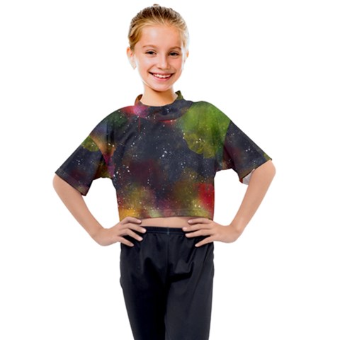 Abstract Paint Drops Kids Mock Neck Tee by goljakoff