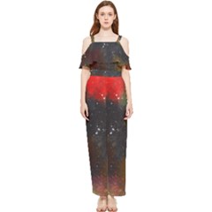 Abstract Paint Drops Draped Sleeveless Chiffon Jumpsuit by goljakoff