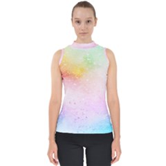 Rainbow Paint Mock Neck Shell Top by goljakoff