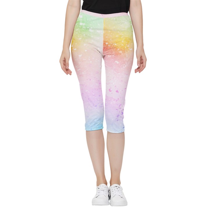 Rainbow paint Inside Out Lightweight Velour Capri Leggings 