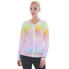 Rainbow paint Velvet Zip Up Jacket