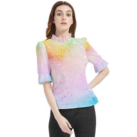 Rainbow Paint Frill Neck Blouse by goljakoff