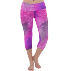 Purple Space Paint Capri Yoga Leggings by goljakoff