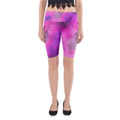 Purple Space Paint Yoga Cropped Leggings by goljakoff