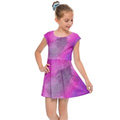 Purple Space Paint Kids  Cap Sleeve Dress by goljakoff